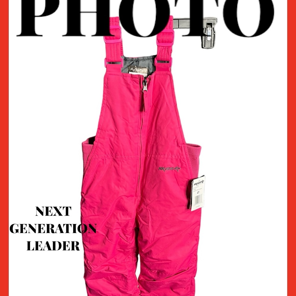 SkiGear Girls Fuchsia Adjustable Strap Insulated Snow Bib Overalls Size 4T